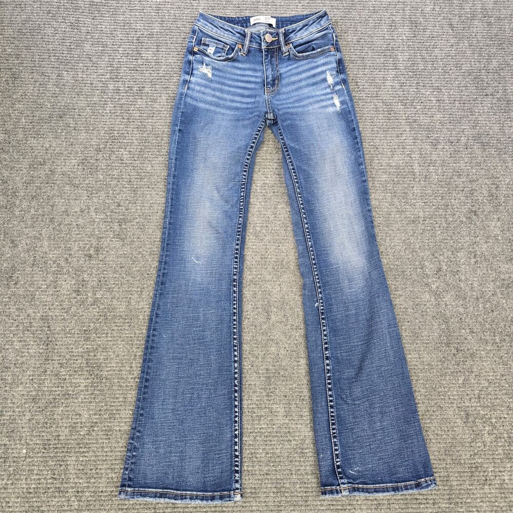 BKE Stella Jeans Womens 23x31 Blue Mid Rise Slim Fit Bootcut Distressed